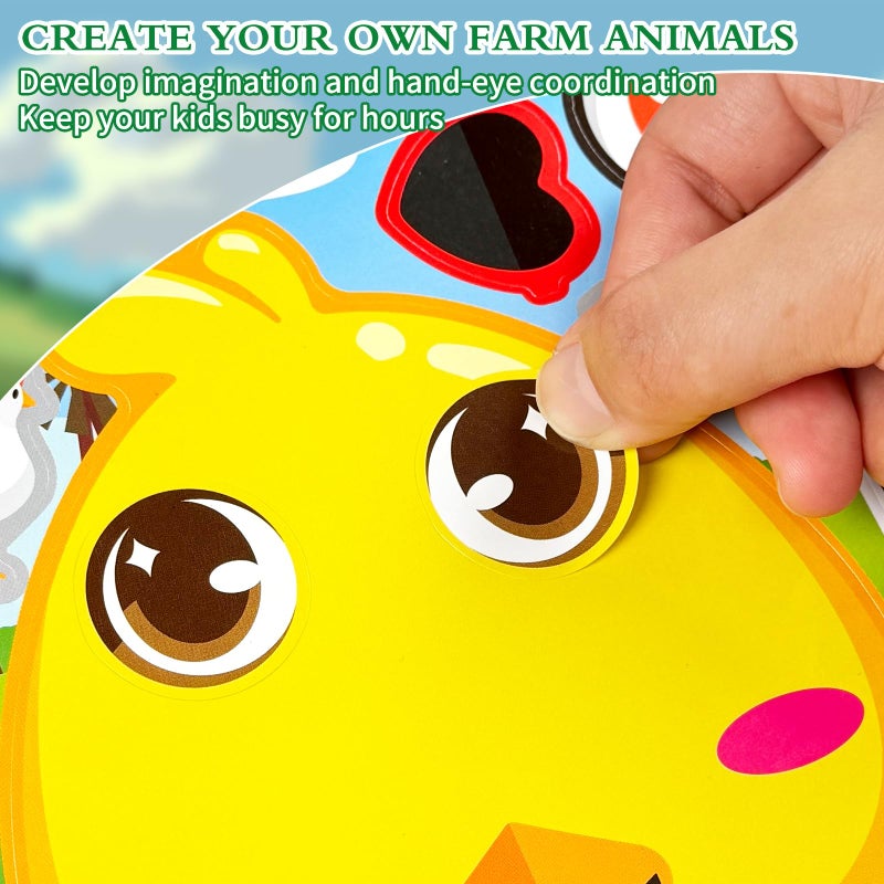 Ozepao 36 Pcs Farm Animals Make-A-Face Sticker Sheets | Mix & Match Your Own Farm Animal Stickers for Kids Ages 2-6 | Farm Animal Party Supplies  Birthday Decorations  Crafts & Activities - Image 4